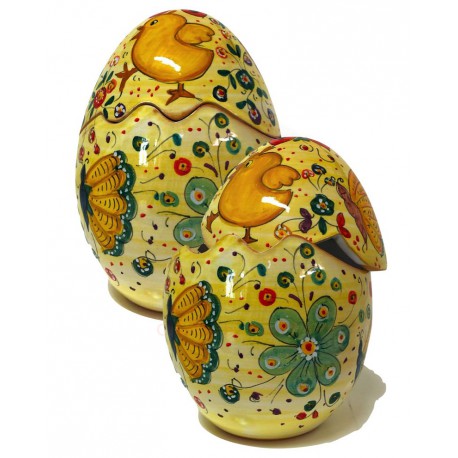 Uovo di Pasqua aperto/chiuso in ceramica di Deruta - decoro pasquale - altezza 10cm - Artigianato Artistico Fatto a Mano