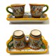 Set tazzine da caffè e vassoio Deruta - decoro raffaellesco - dimensioni cm  9x13 - Artigianato Artistico Fatto a mano