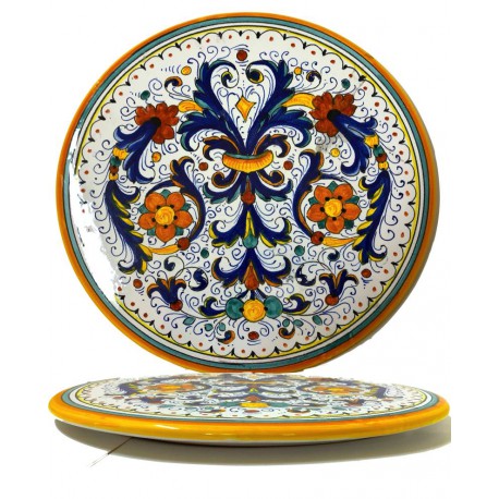 Tortiera in ceramica decoro ricco di Deruta - diametro cm 20- Artigianato Artistico Fatto a Mano