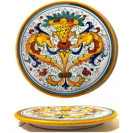 Tortiera in ceramica decoro raffaellesco di Deruta - diametro cm 35- Artigianato Artistico Fatto a Mano