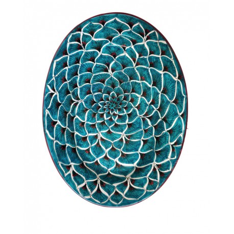 Vassoio ovale in ceramica decori diversi Deruta - dimensione cm 29x38- Artigianato Artistico Fatto a Mano