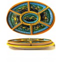 Antipastiera ovale in ceramica decori geometrici 12 porzioni- dimensione cm 35x48- Artigianato Artistico Fatto a Mano