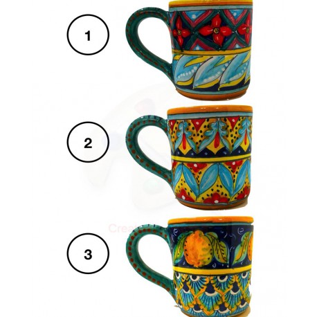 Tazza Mug in ceramica  decori diversi Deruta - diametro cm 8 - Artigianato Artistico Fatto a Mano