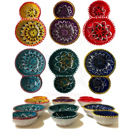 Porta olive/arachidi in ceramica  decori diversi Deruta - dimensioni cm 16 x 11 - Artigianato Artistico Fatto a Mano