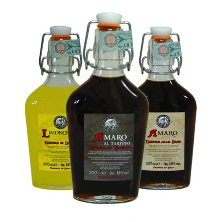 Degustazione scatola n.6 bottiglie mix Liquori Fiaschetta - Bottigliette da 200 ML - Prodotti Tipici Umbri