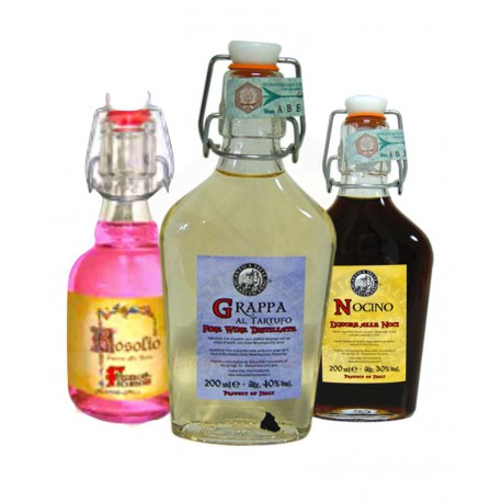 Degustazione scatola n.6 bottiglie mix Liquori Fiaschetta - Bottigliette da 200 ML - Prodotti Tipici Umbri