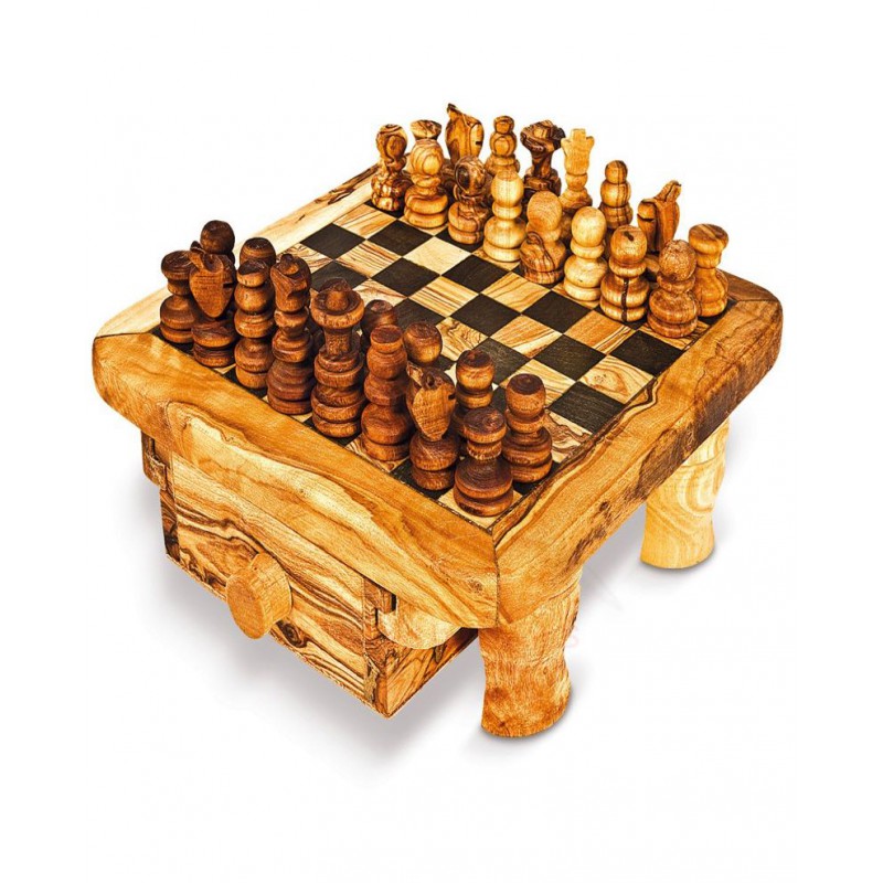 Scacchiera scacchi gioco degli scacchi Tavolo Scacchi in legno Olive Nuovo con figure!!! 