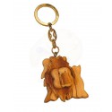 Portachiavi con leone in legno di olivo -cm 5x5 - Artigianato Artistico fatto a mano