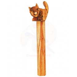 Segnalibro con gatto in legno di olivo -cm 17x5 - Artigianato Artistico fatto a mano