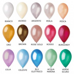 Set 100 palloncini monocolore effetto metal. CM 30