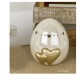 Uovo ceramica perlata con led e scatola.H12 cm