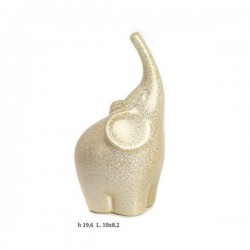 Elefante stilizzato in ceramica , colore oro perlato .H19,6