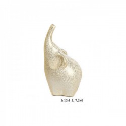 Elefante stilizzato in ceramica , colore oro perlato.H13,4
