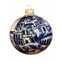 sfera-palla per albero di natale assisi ceramica celeste dipinta a mano