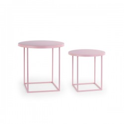 Set 2 tavolini metallo rosa