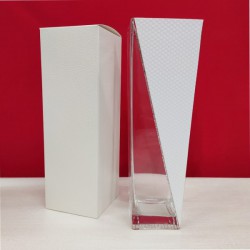 Vaso vetro con decoro bianco e strass scatola compresa.MIS.7,5xH 30
