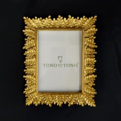 Portafoto resina decoro rami oro MIS.18,5x23 INT.11,5x16 cm