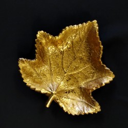 Ciotola resina forma foglia decoro oro MIS.16x16,5 cm