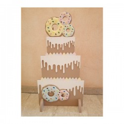 Display in legno con decorazioni donuts. CM 40 H 80