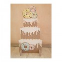 Display in legno con decorazioni donuts. CM 40 H 80