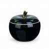Scatola portagioie a forma di mela nera e oro. Diam. 14.5 H 13