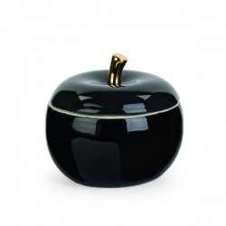 Scatola portagioie a forma di mela nera e oro. Diam. 11.5 H 10