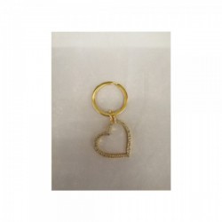 Portachiavi cuore in metallo colore oro con strass.CM 3x3 (anello escluso)