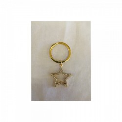 Portachiavi stella in metallo colore oro con strass.CM 3x3 (anello escluso)