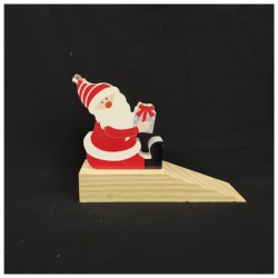 Fermaporta in legno con Babbo Natale.Mis.17x5 H12CM