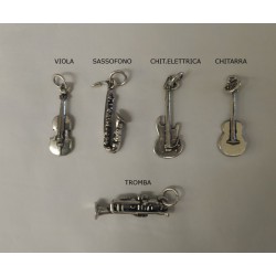 Ciondoli strumenti musicali in ottone bagno argento.H3,5 CM MADE IN ITALY