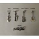Ciondoli strumenti musicali in ottone bagno argento.H3,5 CM MADE IN ITALY