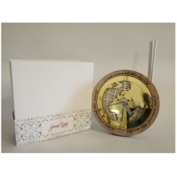 Orologio legno e plexi oro con profumatore.Compreso di scatola e bastoncini.DIAM.11CM