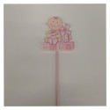 Spiedino legno porta-marshmallow baby  rosa  .MIS.6X6 (solo decoro neonato) H.26CM