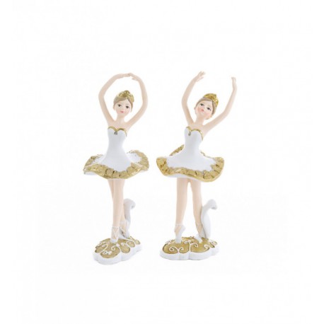 Ballerina resina bianca e oro.Ass.2 MIS.7X7X18CM