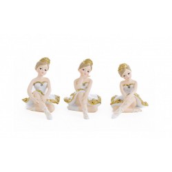Ballerina resina seduta bianca e oro.Ass.3 MIS.5X7,5 H6CM