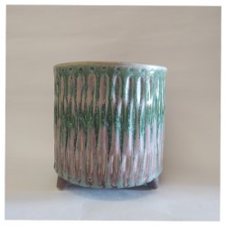 P/vaso ceramica decoro semilucido.DIAM.15X15,5CM
