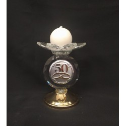 P/candela cristallo con placca 50°.MIS.6X H9,5CM