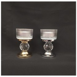 P/candela vetro con sfera cristallo.MIS.5 XH8,8CM