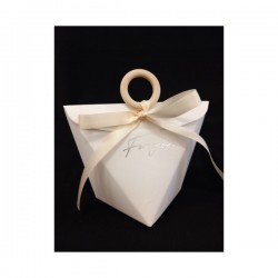 Scatola cartoncino FOR YOU colore avorio brillantinato con fiocco raso.MIS.6,5X6,5 H10CM
