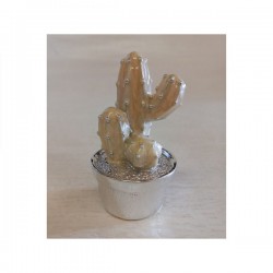 Cactus in resina argentata e smaltata.CM8