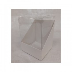 Scatola vetrina pvc e cartoncino bianco.MIS.11X11 H.17CM