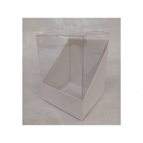Scatola vetrina pvc e cartoncino bianco.MIS.11X11 H.17CM