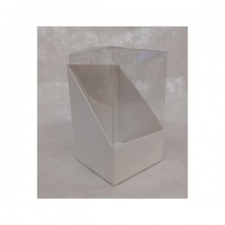 Scatola vetrina pvc e cartoncino bianco.MIS.10X10 H.13,5CM