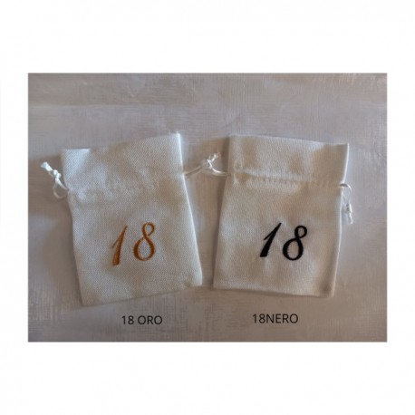 Sacchetto cotone grezzo color avorio con ricamo 18.MIS.10X12CM