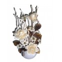 Fiore in legno di colore bianco con vaso