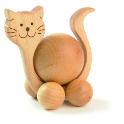 Gatto con sfera in legno 3cm