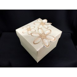Scatola cartoncino fondo e coperchio con decoro fiori CM 10x10 H 6