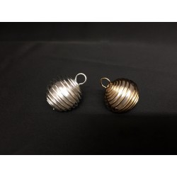 Perla artificiale in spirale metallo oro o argento con passante. Diam. 2 cm
