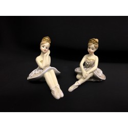 Ballerina in resina seduta con decoro glitter. Ass.2 H 6