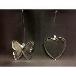 Appendino vetro forma farfalla o cuore. CM 5x6